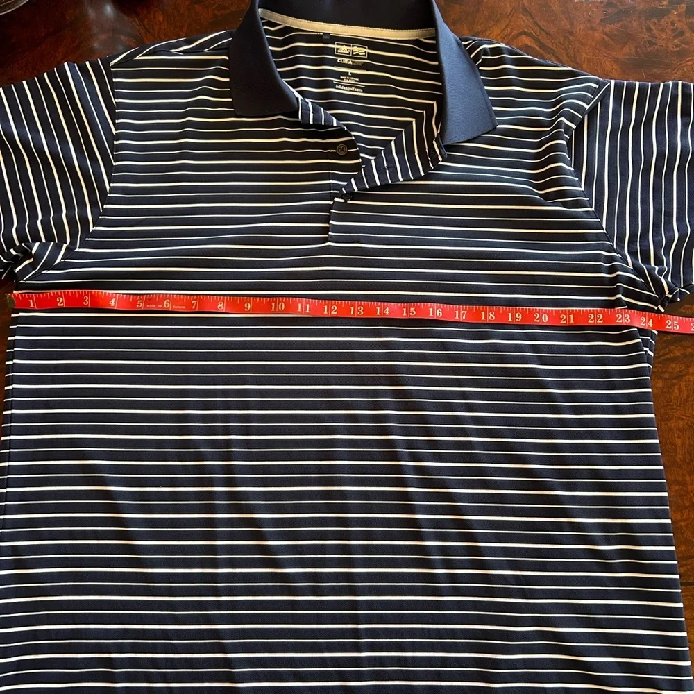 Adidas Climalite LG PGA‎ Blue  White Striped Short Sleeve Polo Shirt Summer Golf